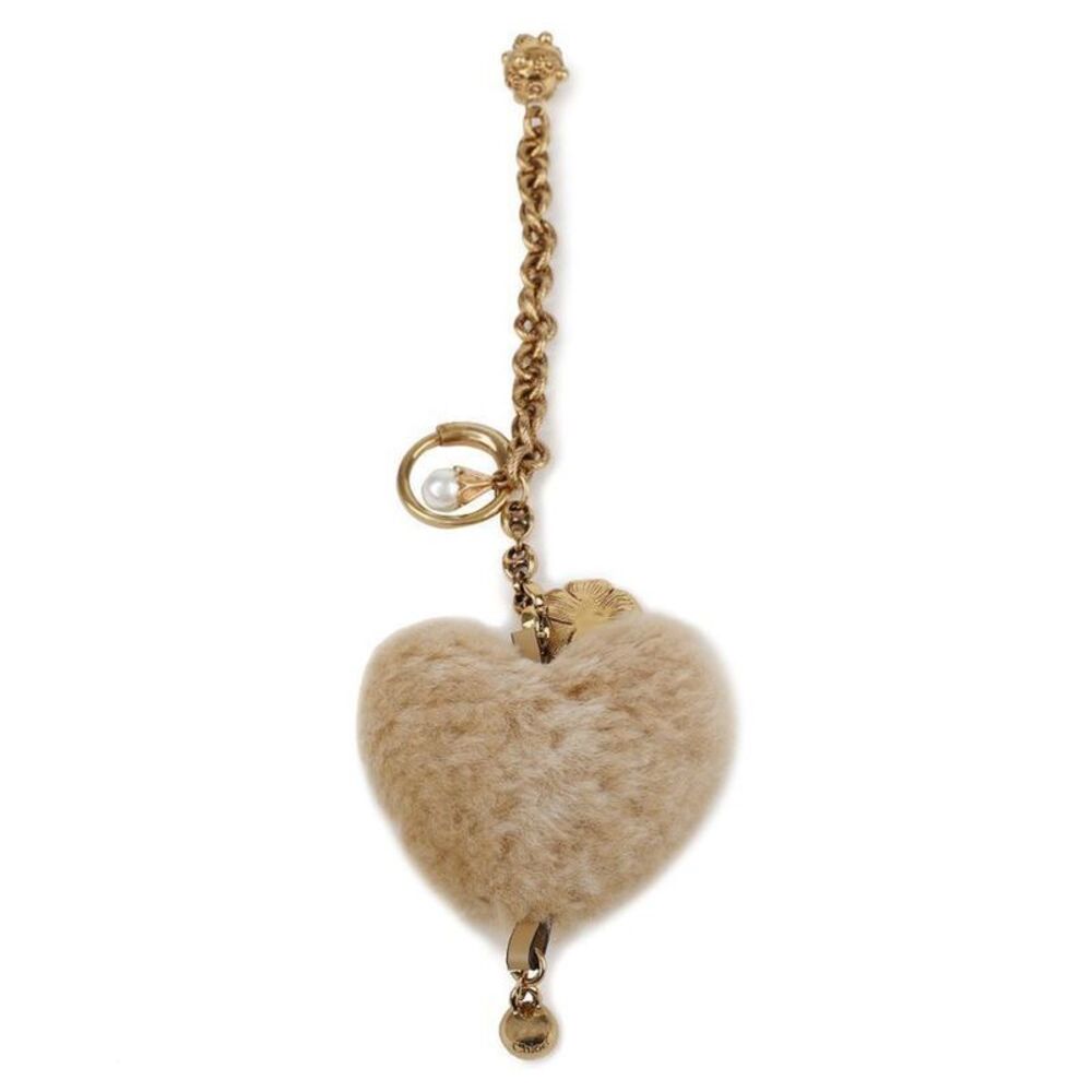 Brass Symbol Heart Shearling Bag Charm